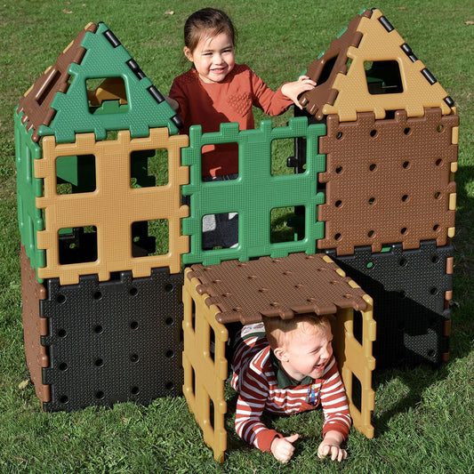 XL Polydron Natural Colours Set 2 – 24-Piece Large-Scale Construction Kit for Creative Outdoor Play