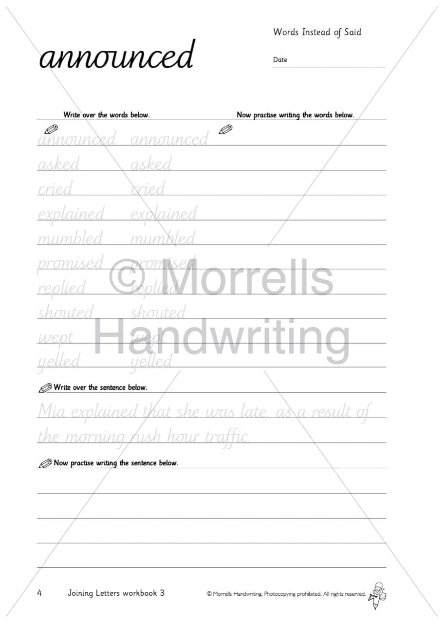Morrells Joining Letters 3 Sentences