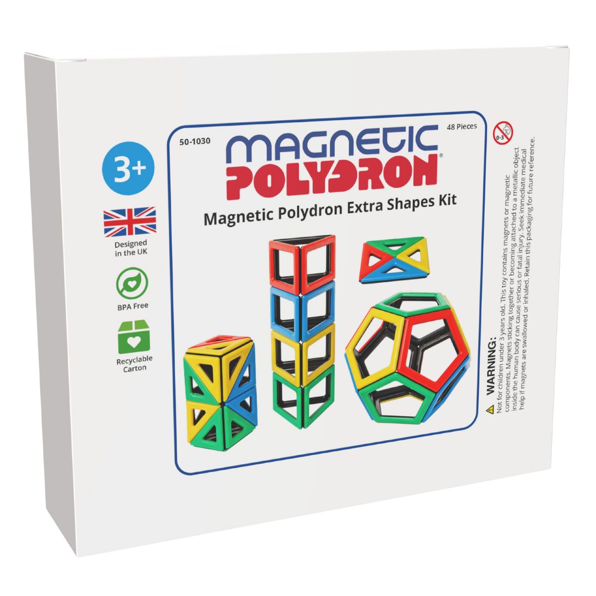 Magnetic Polydron Extra Shapes Set – 48-Piece Educational Construction Kit for Ages 3+