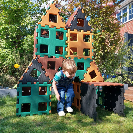 XL Polydron Natural Colours Set 3 – 36-Piece Large-Scale Construction Kit for Creative Play