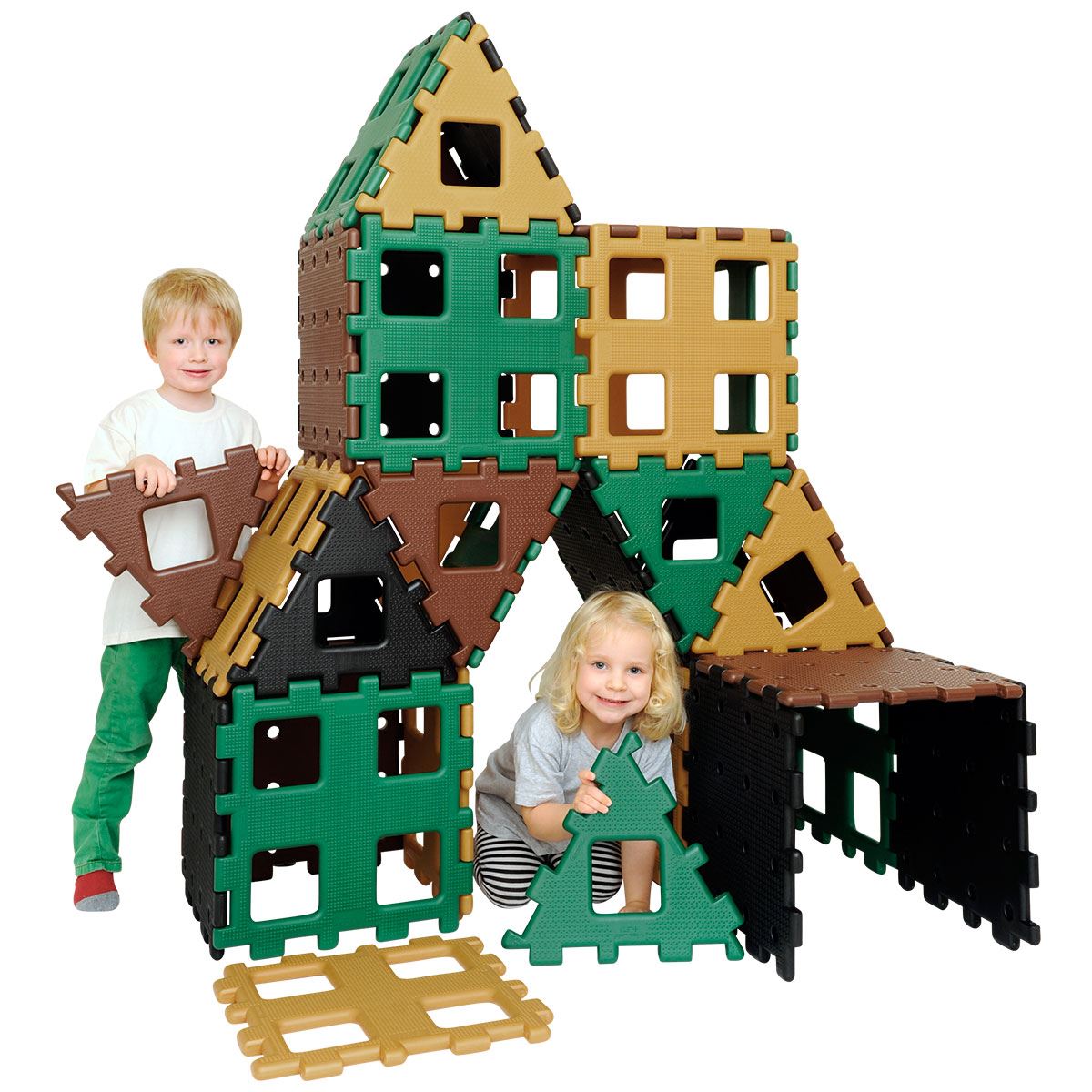 XL Polydron Natural Colours Set 3 – 36-Piece Large-Scale Construction Kit for Creative Play