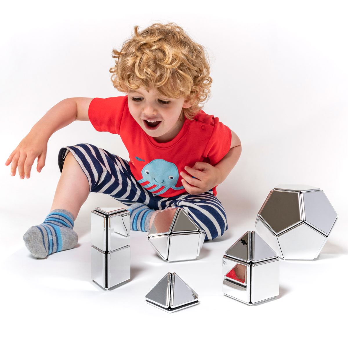 Mirrored Magnetic Polydron – 48-Piece Reflective Educational Construction Set for Ages 3+