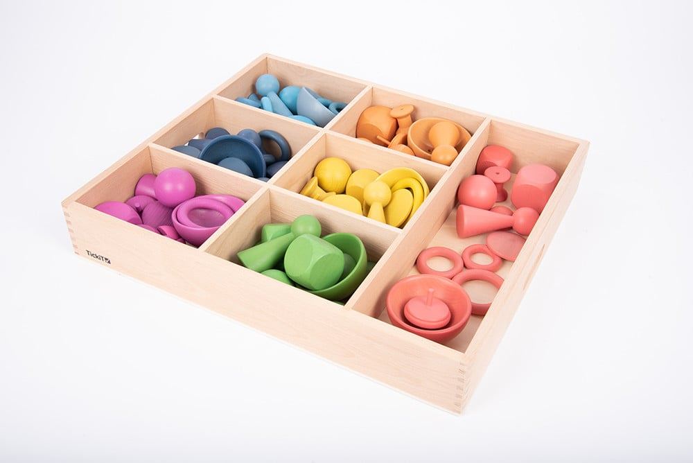 Rainbow wooden super set & 7 way tray