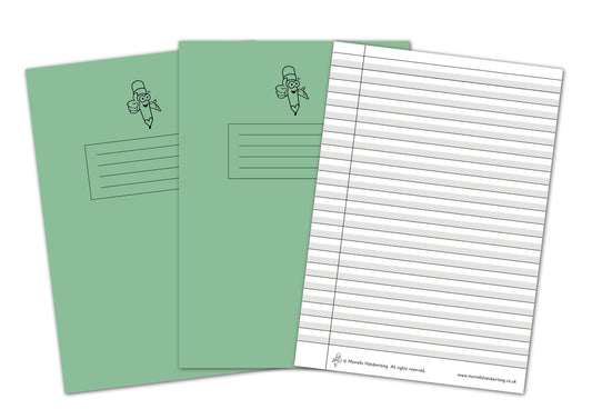 Wide Lined Handwriting Exercise Book Bundle – Green 10 Books