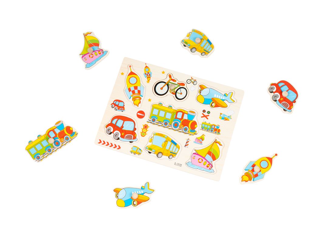 Early Learning Wooden Puzzles Assorted Vehicles, Letters, And Numbers