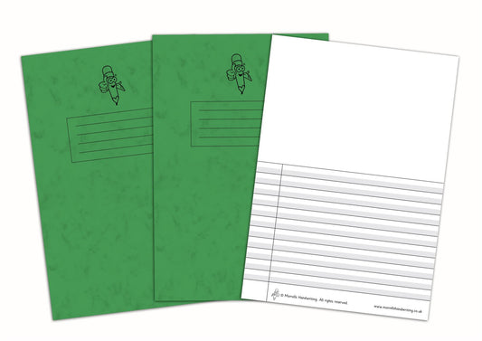 Split Page Wide Lined Handwriting Exercise 10 Book – Dark Green