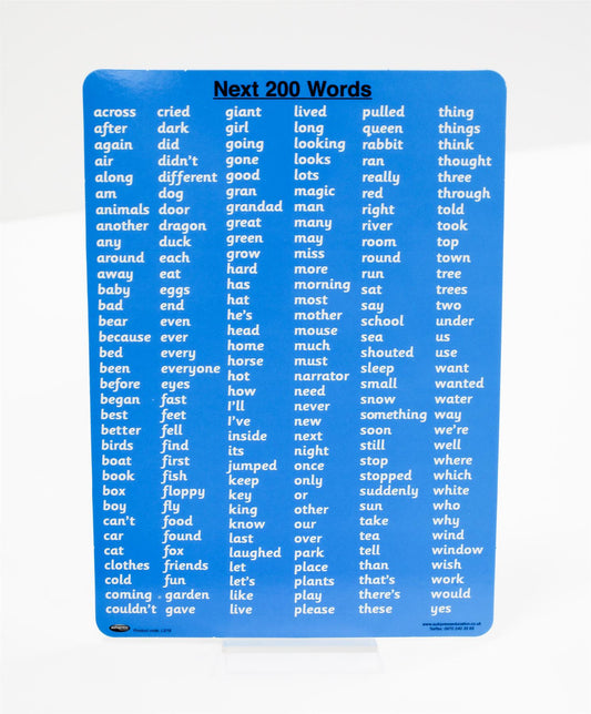 Child's High Frequency Words Chart - (Next 200 Words)