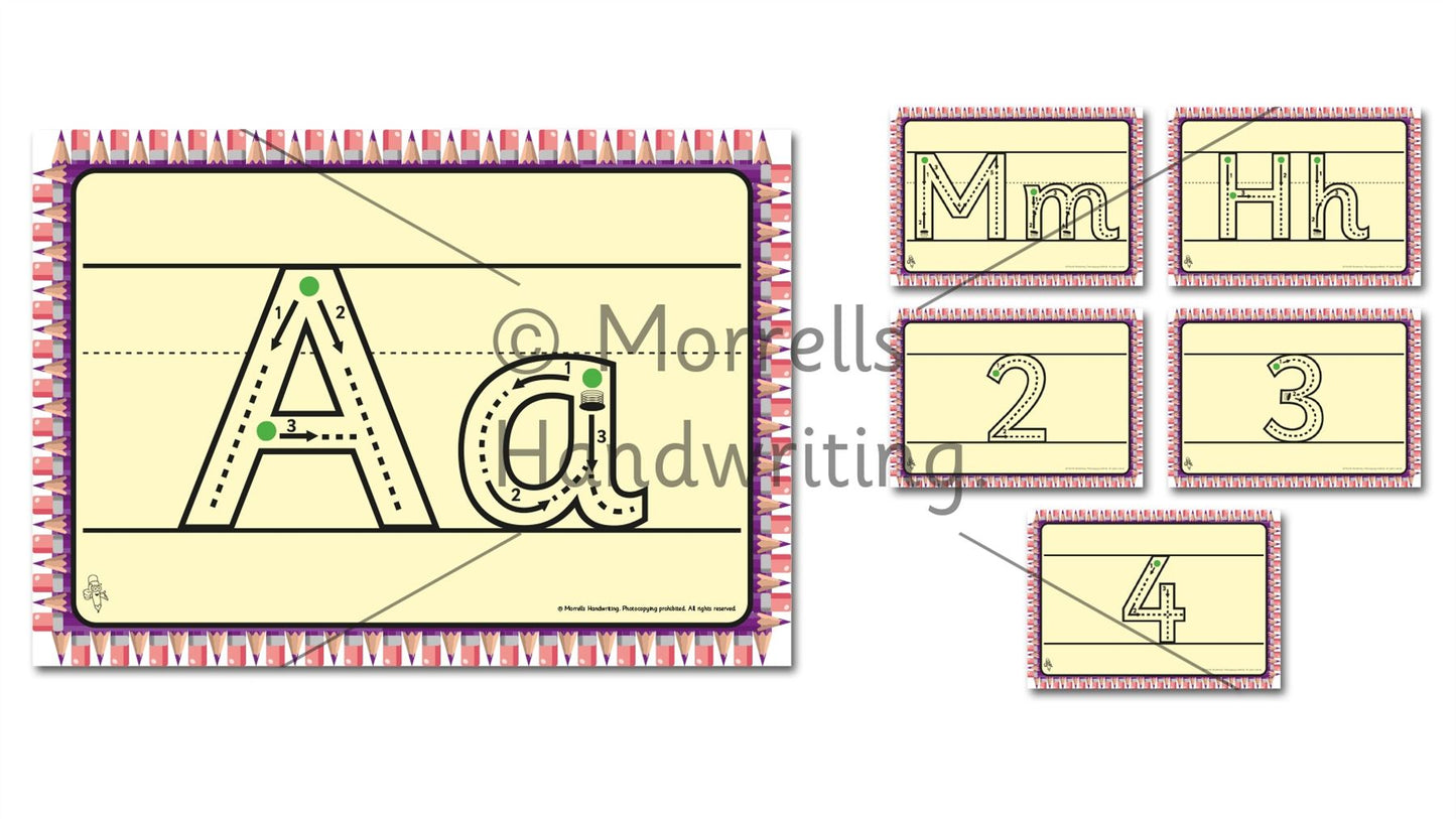 Morrells Alphabet and Number Formation Instruction Wall Cards