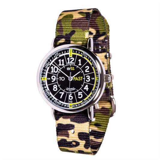 EasyRead Watch  Past & To - Green Camo Strap (Black Face)