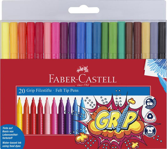 Faber-Castell Grip Colour Marker Pens - Pack of 20